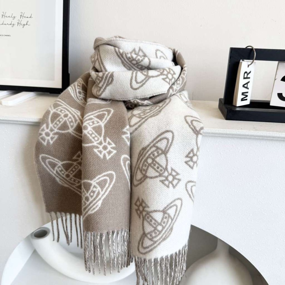 Vivienne Westwood Beige and Cream Logo Scarf